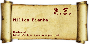 Milics Bianka névjegykártya